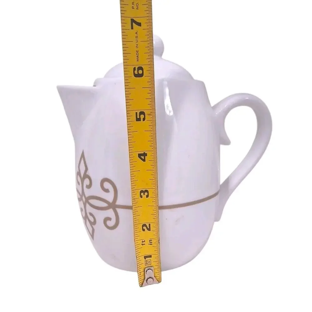 Starbucks SET Coffee Tea Pot Cups Stand White Ceramic Modern Minimalst Espresso - Picture 6 of 10